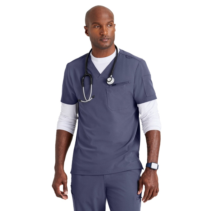 Men's Classic V-Neck Top - BUT153 - Steel