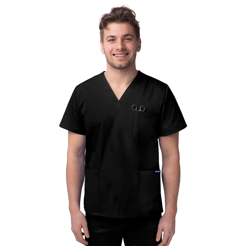 Unisex V-Neck 3 Pocket Top - S8304 - Black