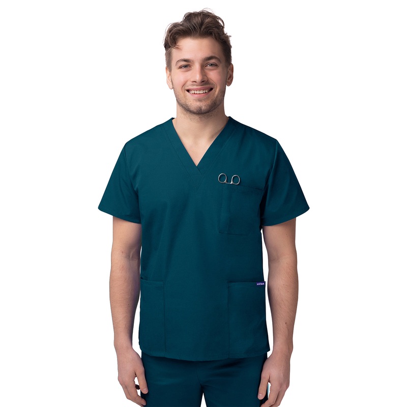 Unisex V-Neck 3 Pocket Top - S8304 - Caribbean Blue