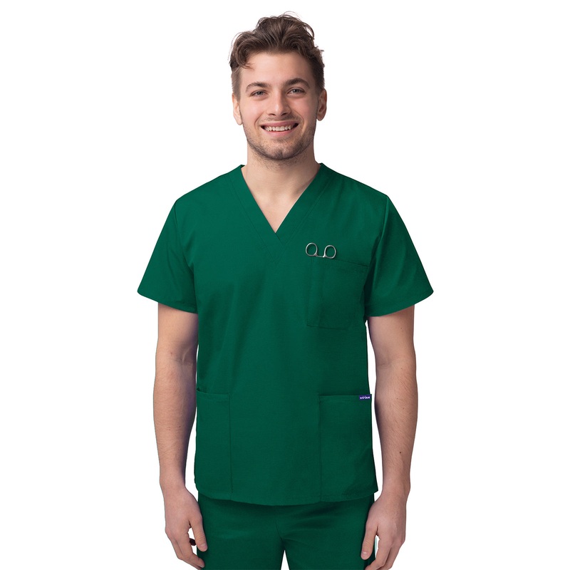 Unisex V-Neck 3 Pocket Top - S8304 - Hunter Green