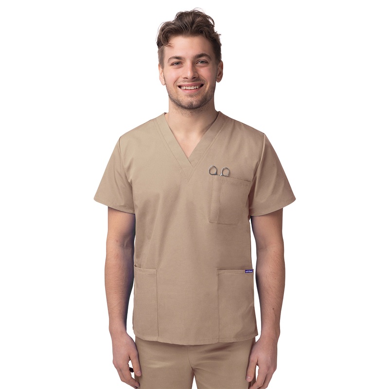 Unisex V-Neck 3 Pocket Top - S8304 - Khaki