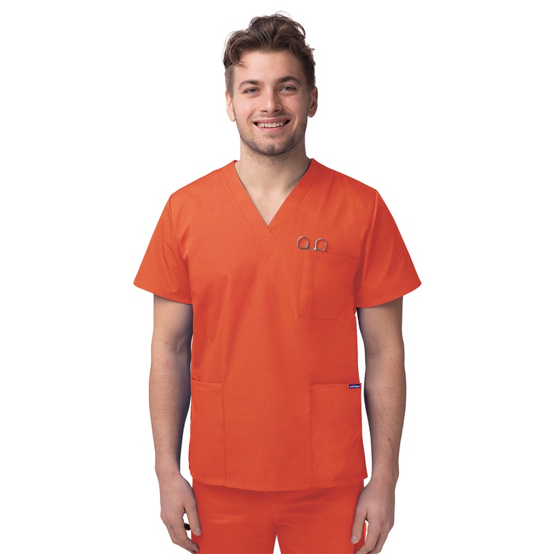 Unisex V-Neck 3 Pocket Top - S8304 - Mandarin Orange