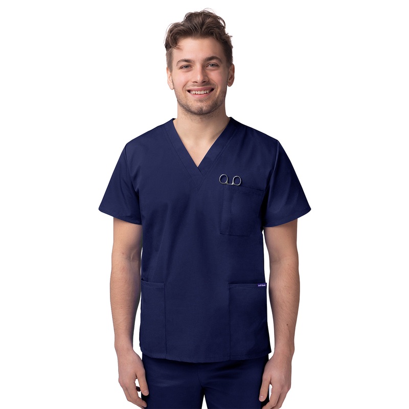 Unisex V-Neck 3 Pocket Top - S8304 - Navy