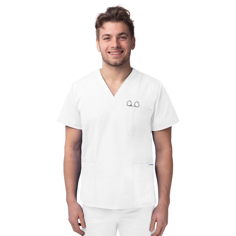 Unisex V-Neck 3 Pocket Top - S8304 - White