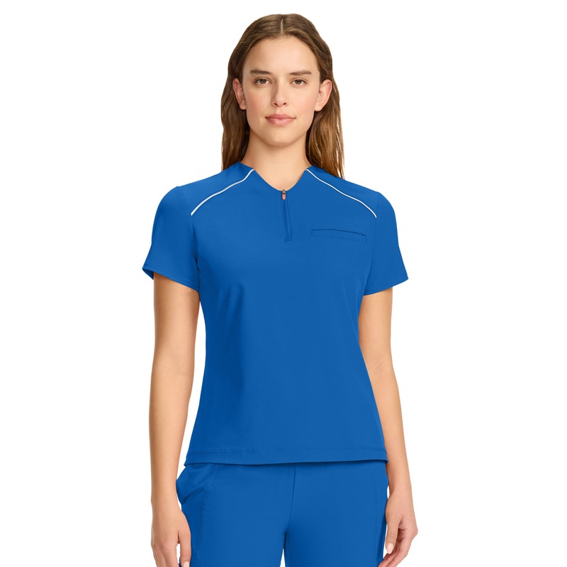 Women's 1-Pocket Henley Top - IN644A - Royal