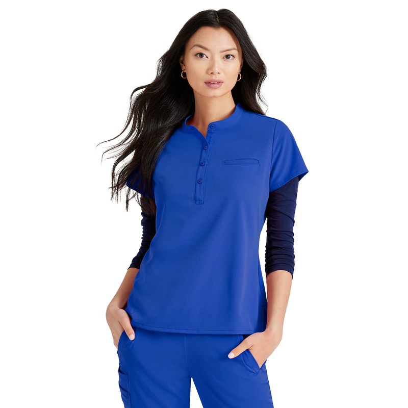Women's Henley Style Top - BUT163 - New Royal