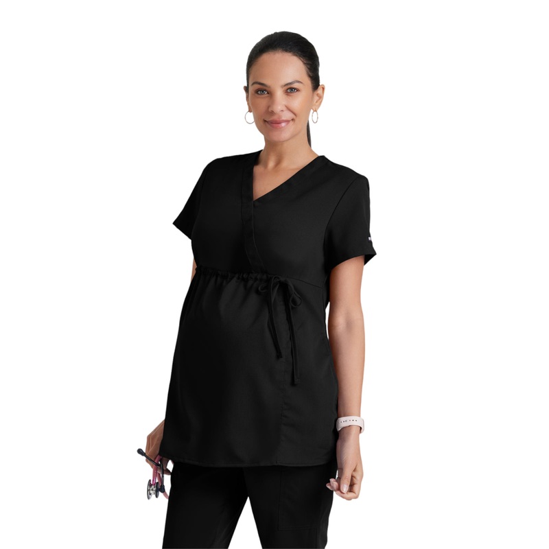 Women's Mock Wrap Lilah Maternity Top - GRT094 - Black