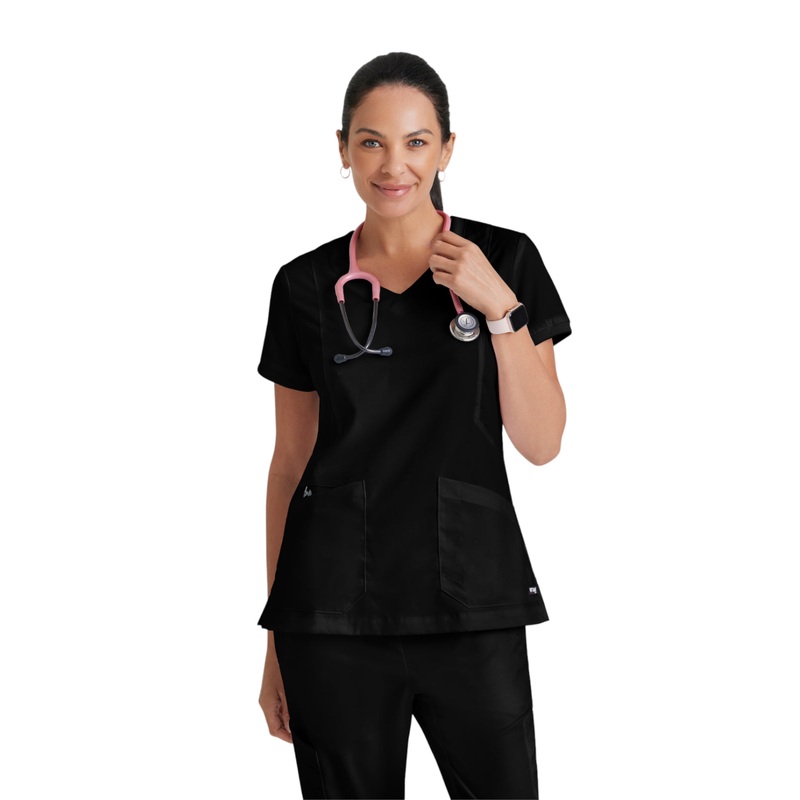 Women's V-Neck Kira Top - GRT049 - Black