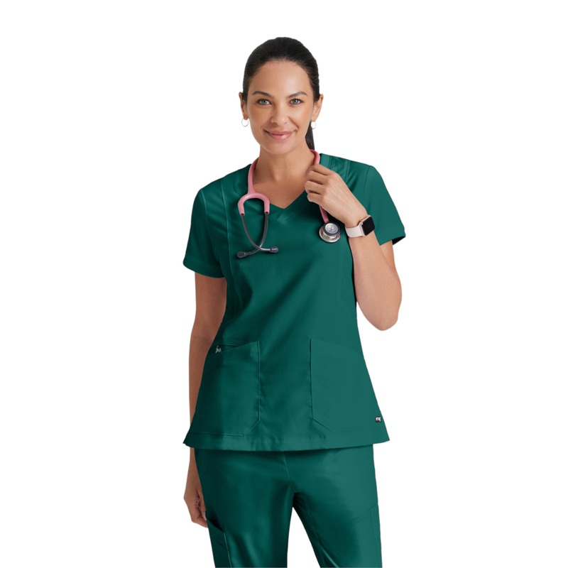 Women's V-Neck Kira Top - GRT049 - Hunter Green
