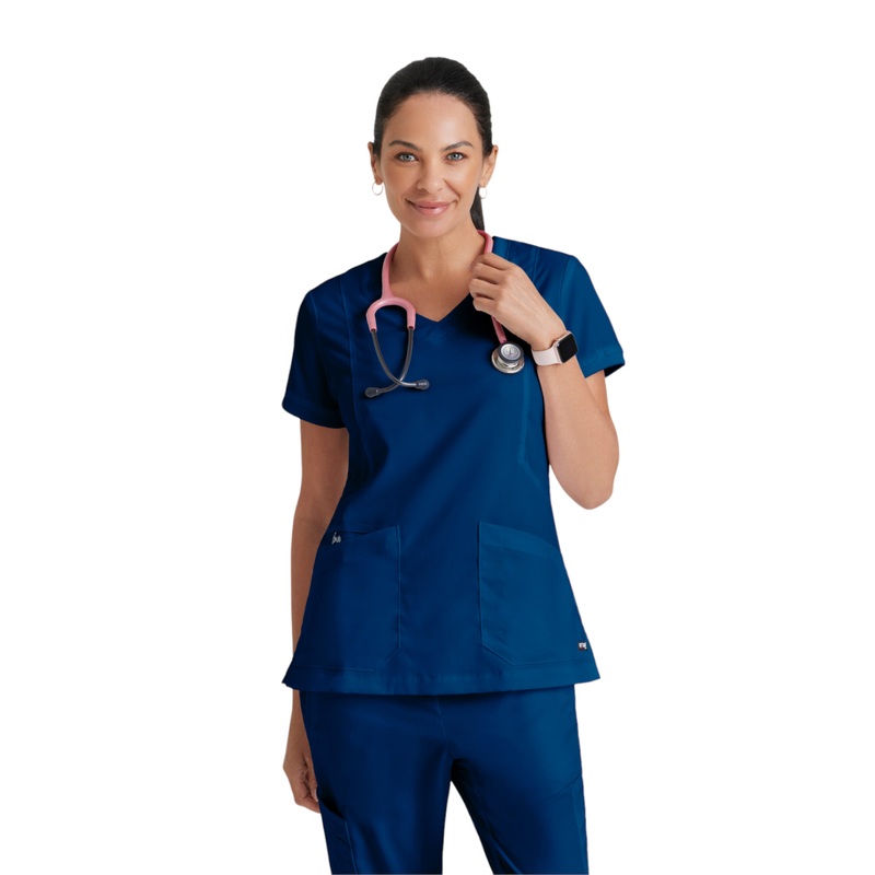 Women's V-Neck Kira Top - GRT049 - Indigo (Navy)