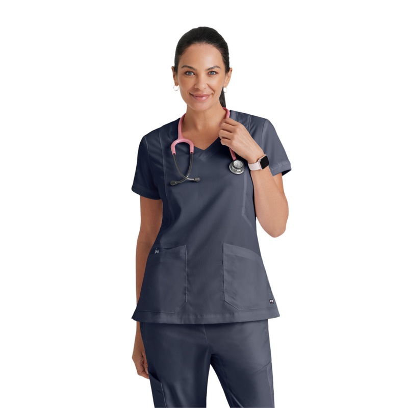 Women's V-Neck Kira Top - GRT049 - Steel