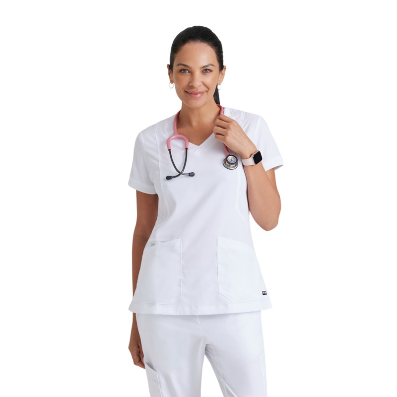 Women's V-Neck Kira Top - GRT049 - White