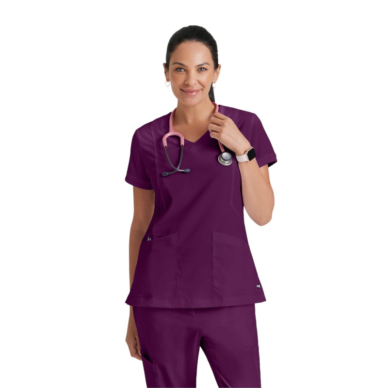 Women's V-Neck Kira Top - GRT049 - Wine