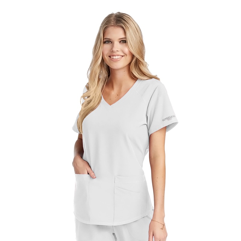 Women's V-Neck Top - SK101 - White