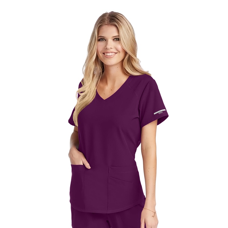 Women's V-Neck Top - SK101 - Wine