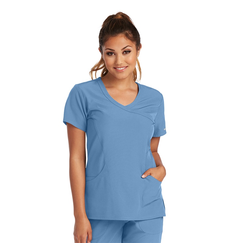Women's V-Neck Top - SK102 - Ciel Blue