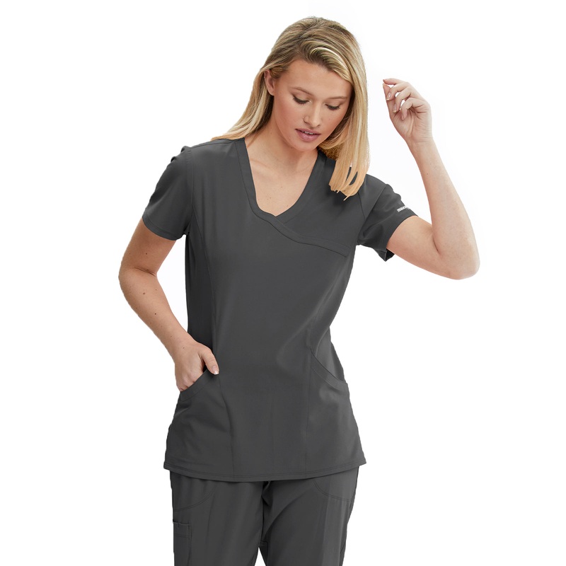 Women's V-Neck Top - SK102 - Pewter