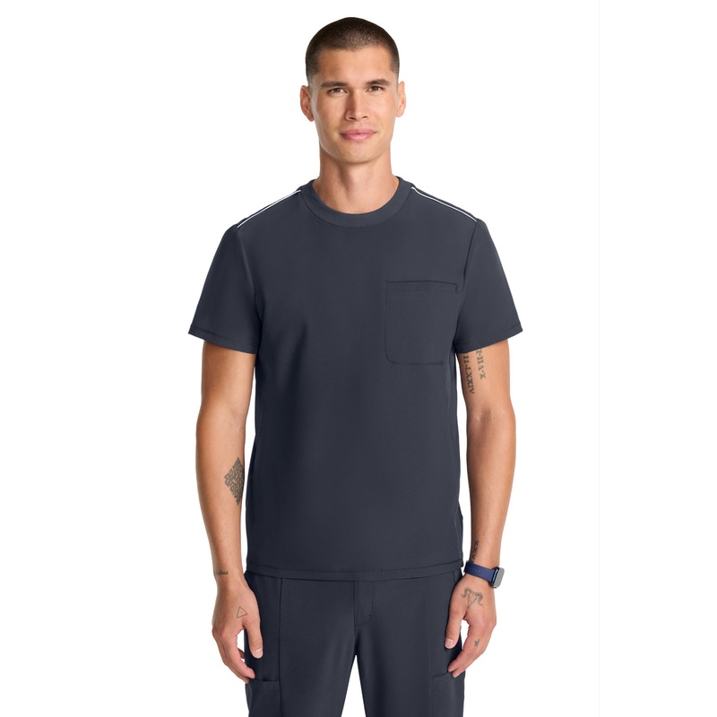 Men's 3-Pocket Crew Neck Top - IN646A - Pewter