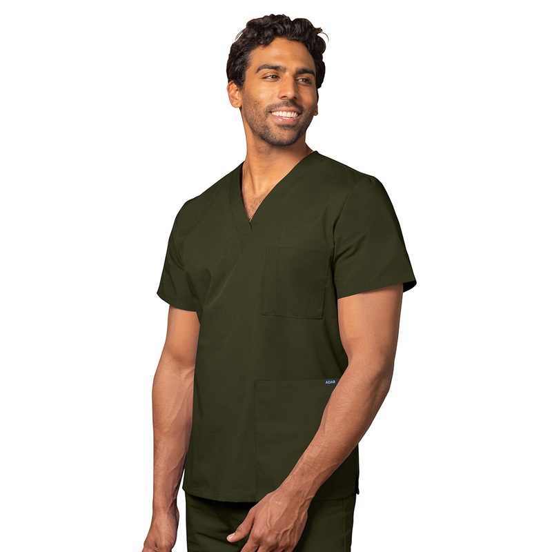 Unisex 3-Pocket V-Neck Top - 601 - Olive