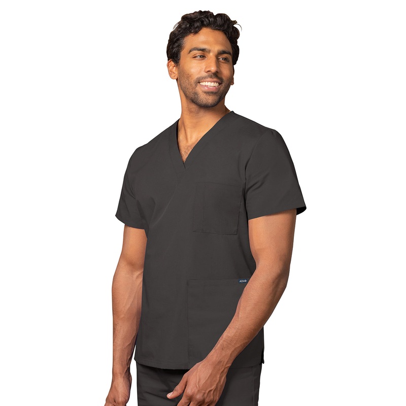 Unisex 3-Pocket V-Neck Top - 601 - Pewter