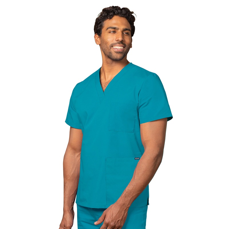 Unisex 3-Pocket V-Neck Top - 601 - Teal Blue