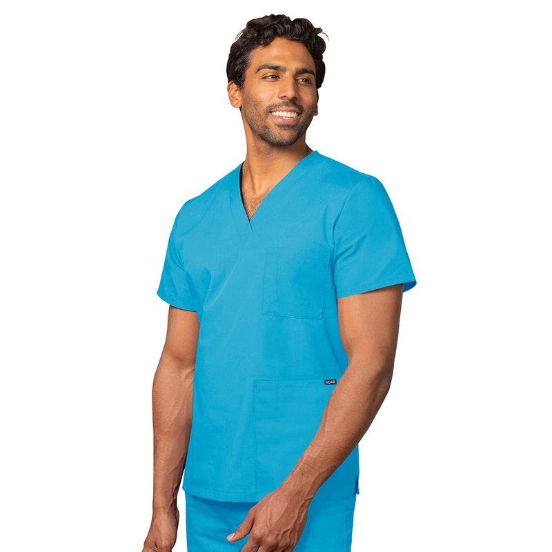 Unisex 3-Pocket V-Neck Top - 601 - Turquoise
