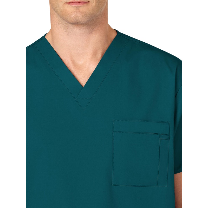 Unisex Double-Pocket V-Neck Top - 100 - Caribbean