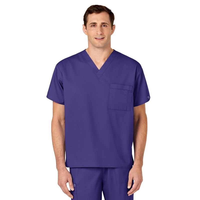 Unisex Double-Pocket V-Neck Top - 100 - Grape