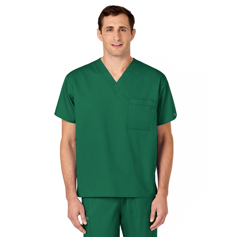Unisex Double-Pocket V-Neck Top - 100 - Hunter