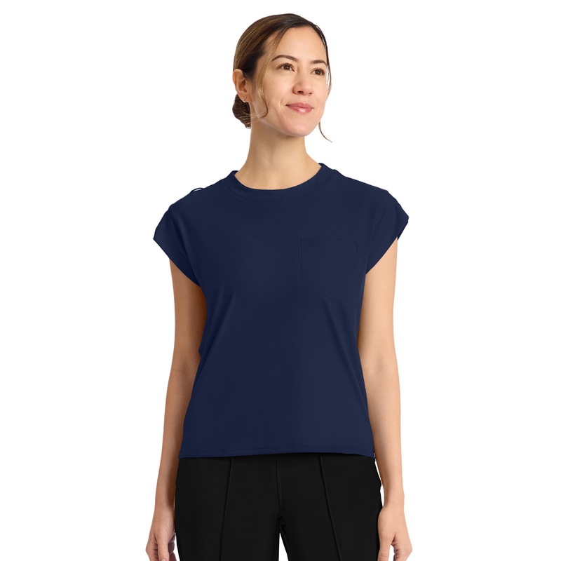 Women's 1-Pocket Crew Neck Top - CK936 - Navy