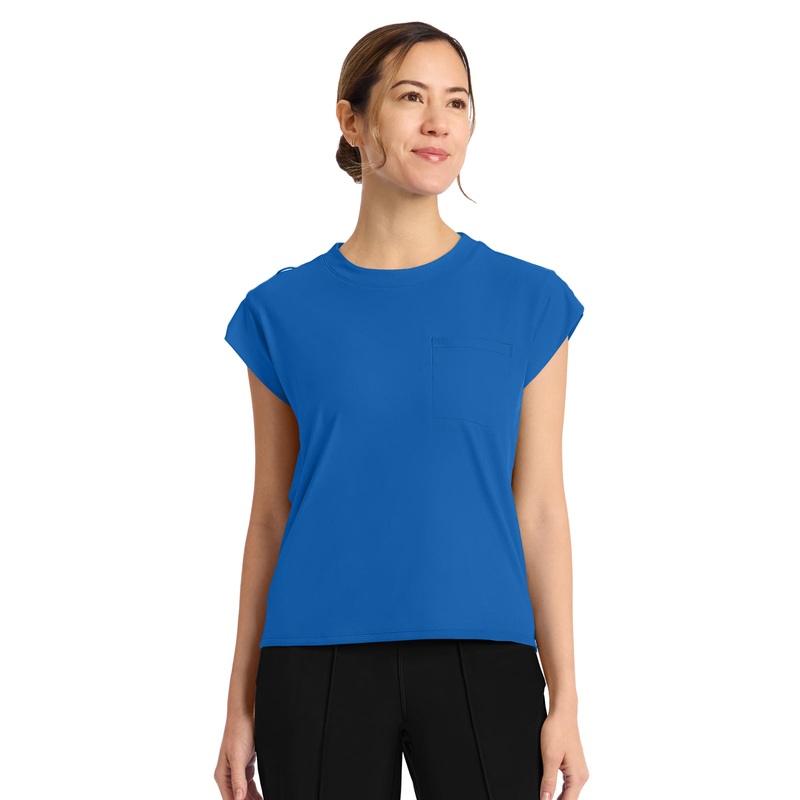 Women's 1-Pocket Crew Neck Top - CK936 - Royal