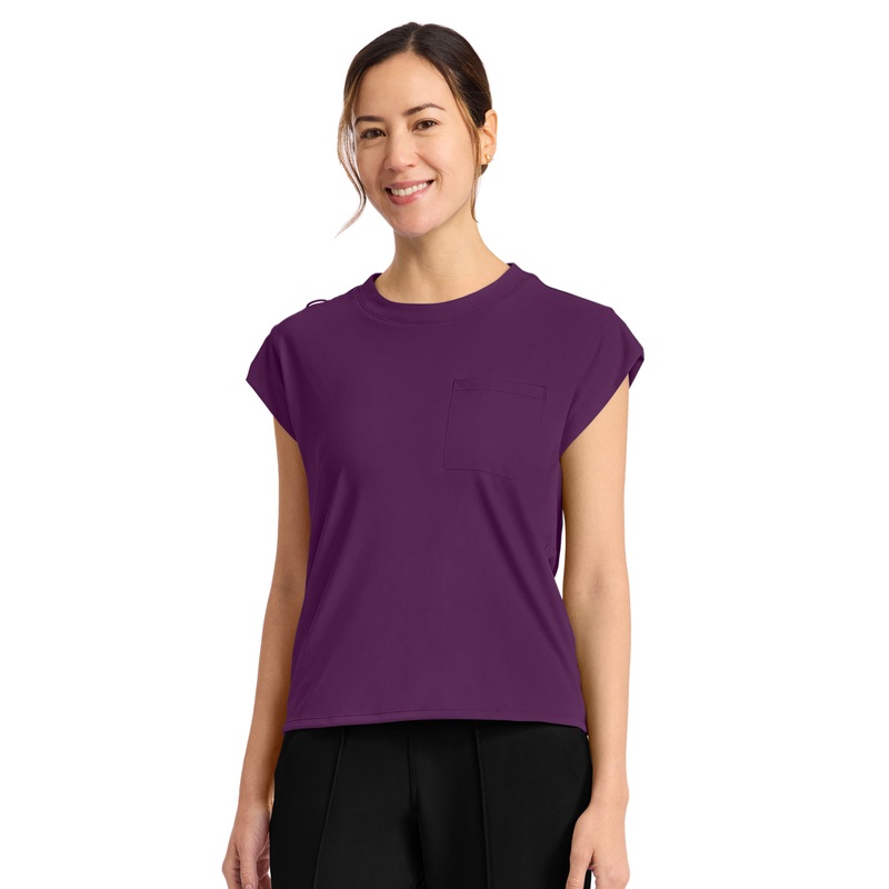 Women's 1-Pocket Crew Neck Top - CK936 - Wild Mulberry