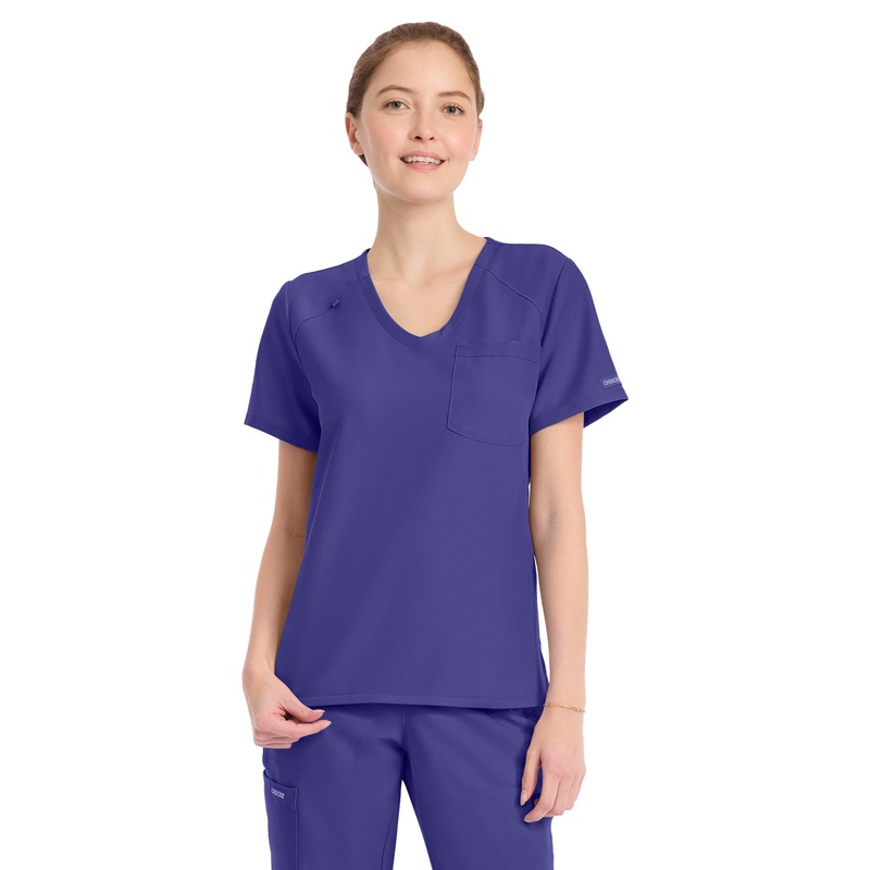 Women's 1-Pocket Tuck-In V-Neck Top - CK954A - Grape