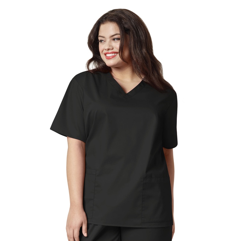 Women's Four-Pocket V-Neck Top - 101 - Black