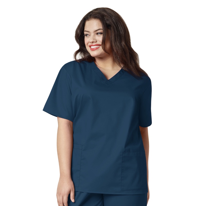Women's Four-Pocket V-Neck Top - 101 - Caribbean