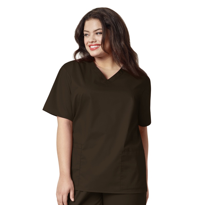 Women's Four-Pocket V-Neck Top - 101 - Chocolate