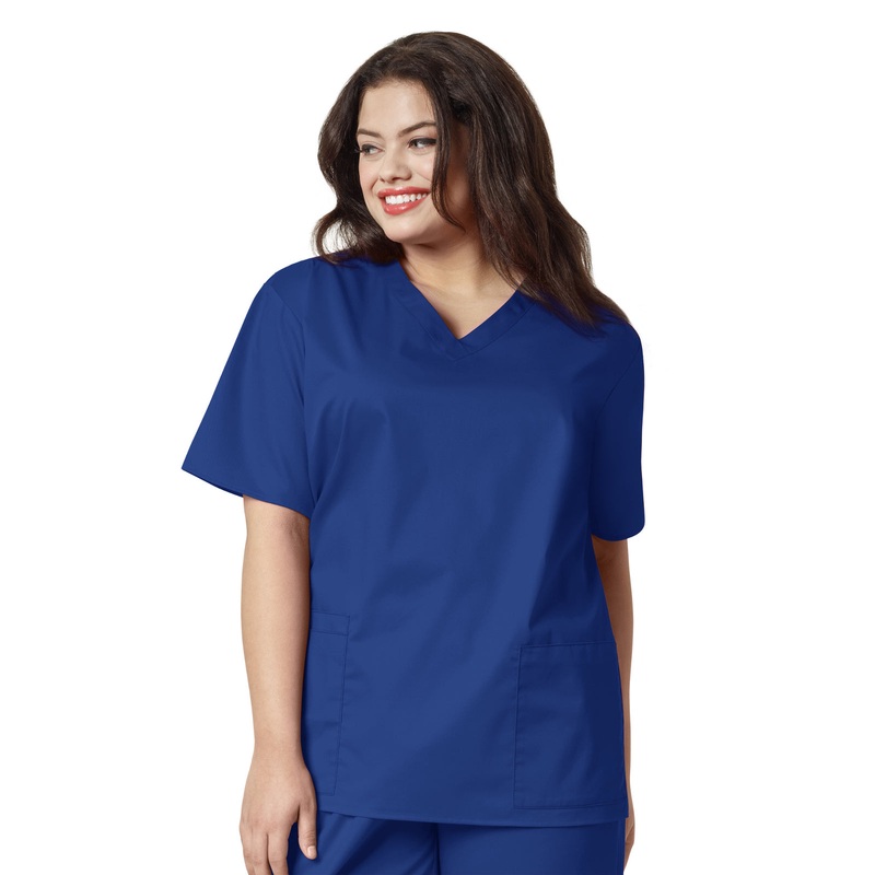 Women's Four-Pocket V-Neck Top - 101 - Galaxy Blue