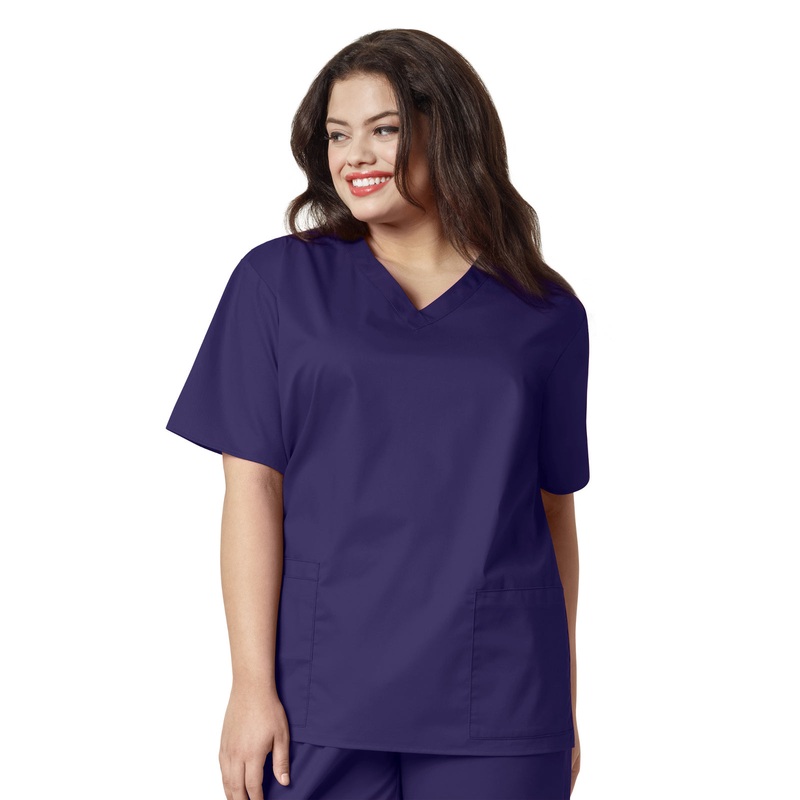 Women's Four-Pocket V-Neck Top - 101 - Grape