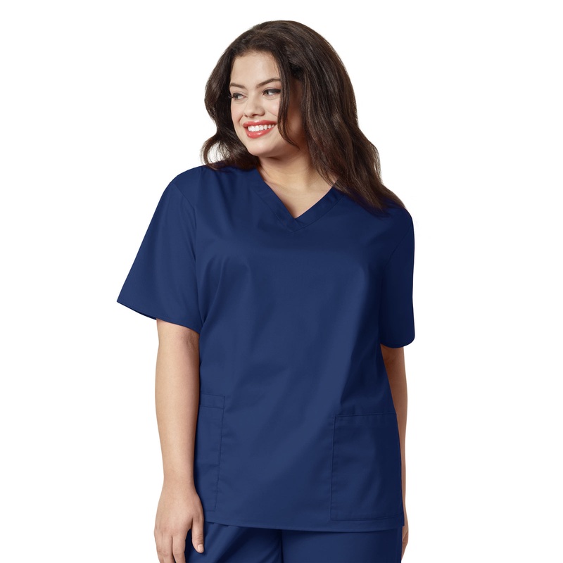 Women's Four-Pocket V-Neck Top - 101 - Navy