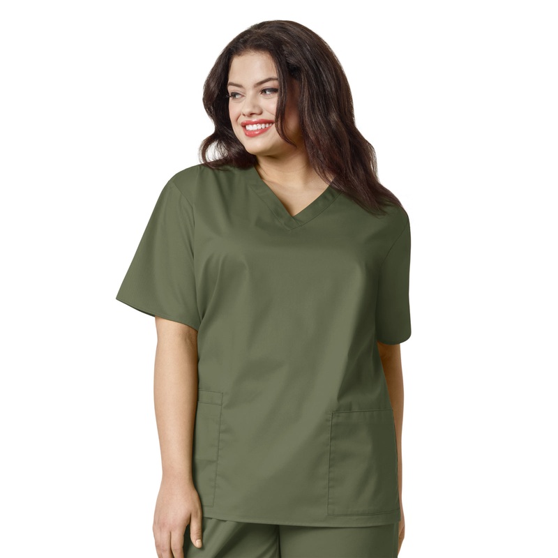 Women's Four-Pocket V-Neck Top - 101 - Olive