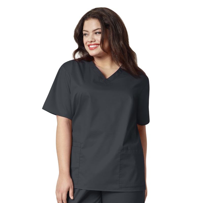 Women's Four-Pocket V-Neck Top - 101 - Pewter