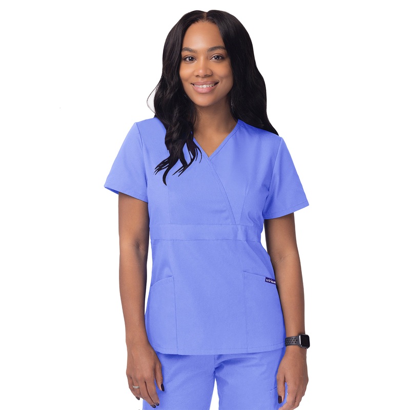 Women's Mock Wrap Top - S8302 - Ceil Blue