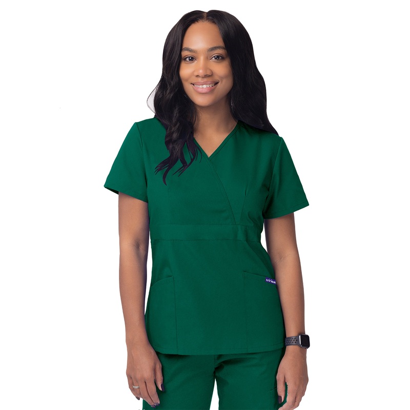 Women's Mock Wrap Top - S8302 - Hunter Green