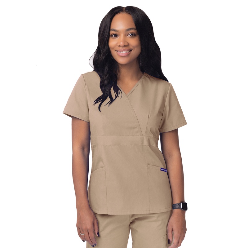 Women's Mock Wrap Top - S8302 - Khaki