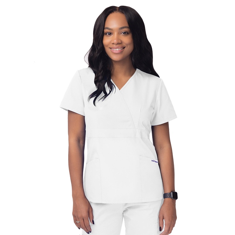 Women's Mock Wrap Top - S8302 - White