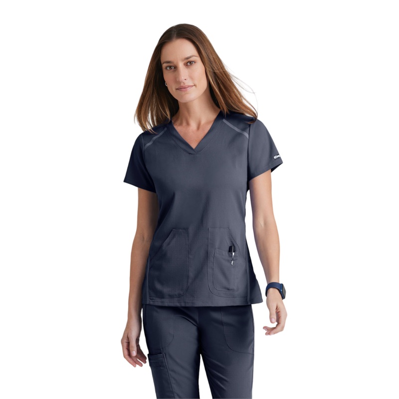 Women's V-Neck Elevate Top - 7188 - Steel