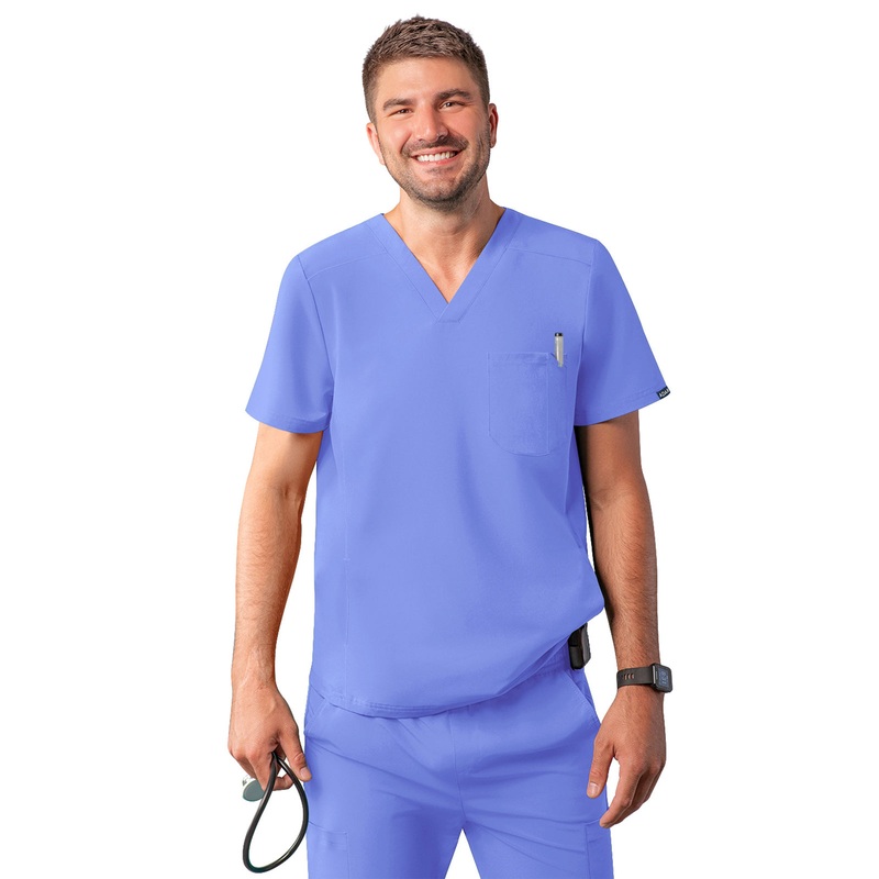 Men's V-Neck Top - A6010 - Ceil Blue