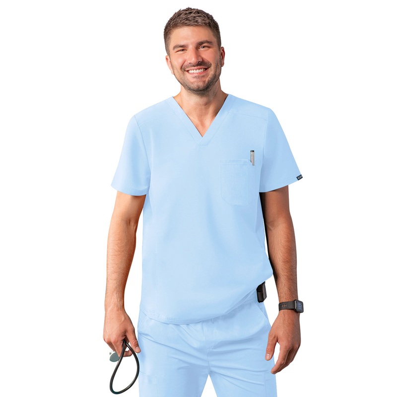 Men's V-Neck Top - A6010 - Sky Blue