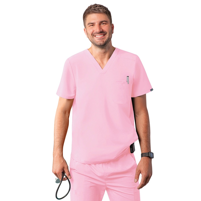 Men's V-Neck Top - A6010 - Soft Pink