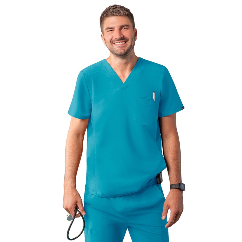 Men's V-Neck Top - A6010 - Teal Blue